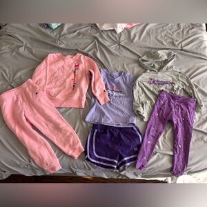 Champion Kids Matching Set Bundle of 3 Tops & Bottoms Pink, Purple, Gray Size 4